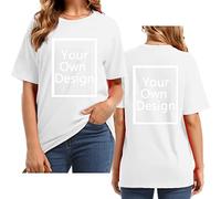 ALRRGPB T-Shirt Personalizzate per Le Donne Progetta la Tua Camicia Aggiungi Testo/Immagine/Logo Personalizzato Cotone Tee Stampato Foto Anteriore/Posteriore