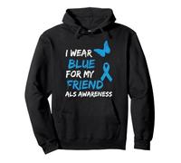 Als Awareness I Wear Blue for My Friend Ribbon Felpa con Cappuccio