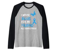 Als Awareness I Wear Blue for My Friend Ribbon Maglia con Maniche Raglan