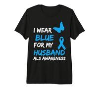 Als Awareness I Wear Blue for My Husband Maglietta Premium