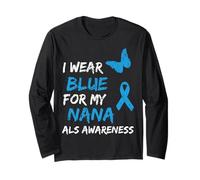 Als Awareness I Wear Blue for My Nana Ribbon Maglia a Manica
