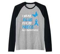 Als Awareness I Wear Blue for My Niece Ribbon Maglia con Maniche Raglan