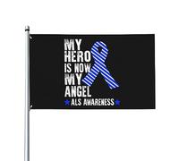 Als Awareness My Hero Is Now My Angel Bandiera decorativa per esterni di alta qualità con nastro blu - colori vivaci, antivento e resistente all'acqua - ideale per giardino ed eventi