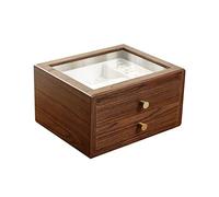 ALSAM Portagioie, portagioie con Coperchio in Vetro for riporre Orecchini, Anelli, collane, bracciali, portagioie e organizzatori in Legno Stile Fattoria
