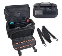 ALSLEA Borsa tattica da viaggio compatibile con Nintendo Switch Custodia da trasporto per Steam Deck, per PlayStation Portal, custodia per console portatile, con toppa a bandiera e slot per 18 carte