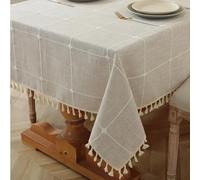 Alsoo Tovaglia impermeabile per tavoli rettangolari da 2,3 m, tovaglia rustica a quadri, in cotone e lino, senza pieghe, per feste, cucina, sala da pranzo, vacanze, Natale, 6-8 posti/130 x 228 cm