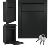 ALSTEN TECH Cassetta della posta da incasso RAL9017 Nero Cassetta da incasso a filo muro in acciaio zincato verniciato a polvere resistente agli agenti atmosferici Montaggio a parete con serratura