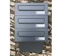 ALSTEN TECH Cassetta delle lettere a 3 porte a muro per casa plurifamiliare | cassetta delle lettere per muratura, 3 case di famiglia, 3 targhette con nome, grigio antracite opaco, RAL7016