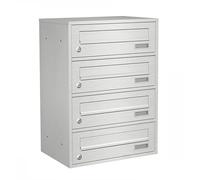 ALSTEN TECH Cassetta Postale Condominiale da 4 Posti - Montaggio a Parete in Acciaio Inox V2A Spazzolato, per Esterno e Interno