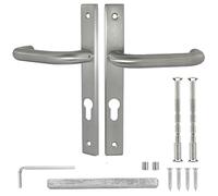 ALSTEN TECH Maniglia per porta a forma di U 72, cilindro sagomato PZ con guarnizione a piastra lunga, maniglia per porta in acciaio inox, per porte interne ed esterne, finitura satinata