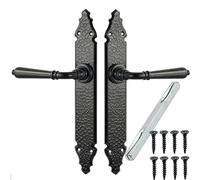 ALSTEN TECH Maniglia per porta, set di maniglie L, senza foro, cilindro profilato, per porte interne, porte della camera, nero opaco, maniglia per porta BB WC