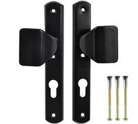 ALSTEN TECH Set di 2 pomelli per porta, maniglia per porte e cancelli con targa lunga, maniglia per porta, maniglia universale, colore nero