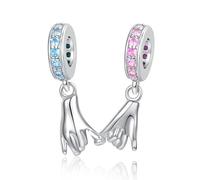 Alstiva Amore della famiglia, dell'amicizia, dell'amore in argento sterling 925, 5A, con zirconi, ciondolo per bracciale, ciondolo per braccialetti europei, collane, gioielli regalo per donne e donne