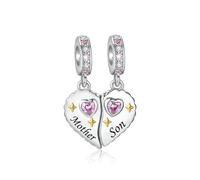 Alstiva Amore della famiglia, dell'amicizia, dell'amore in argento sterling 925, 5A, con zirconi, ciondolo per bracciale, ciondolo per braccialetti europei, collane, gioielli regalo per donne e donne