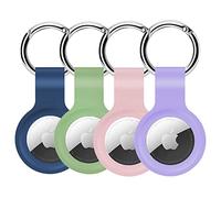 Alsukeay 4 custodie protettive per AirTag con portachiavi silicone titolare compatibile con AirTag Tracker per portafogli bagagli zaini bambini animali domestici (Blu/Verde/Rosa/Viola)