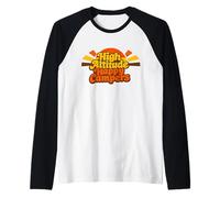 Alta Altitudine Happy Campers Retro Mountain Camping con Cani Maglia con Maniche Raglan