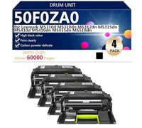 Alta Capacità 50F0ZA0 Unità Tamburo Sostitutiva per Lexmark MS310d MS310dn MS312dn MS315dn MS410d MS410dn MS415dn MS510dn Stampanti, Trasparenti e Resistenti,Black-4 pack