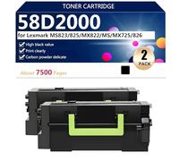 Alta Capacità 58D2000 Cartuccia Toner di Ricambio per Lexmark MS823 MS825 MX822 MS822 MX725 MX826 Stampanti, Trasparenti e Resistenti,Black-2 pack