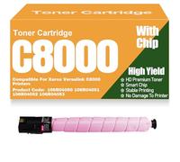 Alta capacità C8000 Cartucce toner Compatibili 106R04050 106R04051 106R04052 106R04053 Toner ad alta capacità per Xerox Versalink C8000 Stampanti con chip,Magenta-C8000
