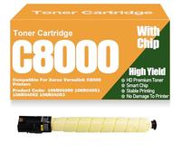 Alta capacità C8000 Cartucce toner Compatibili 106R04050 106R04051 106R04052 106R04053 Toner ad alta capacità per Xerox Versalink C8000 Stampanti con chip,Yellow-C8000
