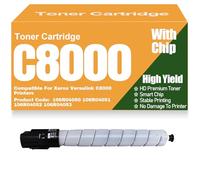 Alta capacità C8000 Cartucce toner Compatibili 106R04050 106R04051 106R04052 106R04053 Toner ad alta capacità per Xerox Versalink C8000 Stampanti con chip,Black-C8000