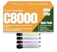 Alta capacità C8000 Cartucce toner Compatibili 106R04050 106R04051 106R04052 106R04053 Toner ad alta capacità per Xerox Versalink C8000 Stampanti con chip,4Pack-C8000