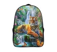 alta capacità zaino per la scuola 2 scomparto cascata nella giungla uomo e donna zainetto sport tigre tracolla regolabile 3d stampa zaini scuola casual-16，per adolescenti adulti escursionismo