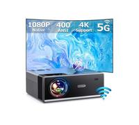 Alta luminosità 400 ANSI: proiettore con WiFi 5G e Bluetooth, supporta 4K, zoom massimo 300 pollici, compatibile con HDMI/USB/telefono/laptop/TV Stick