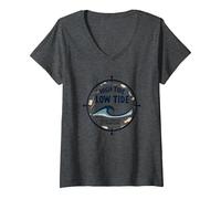 Alta Marea Bassa Marea Malato Soggiorno al Tuo Fianco Nautico Maglietta con Collo a V, Donna, Grigio Scuro, XL