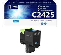 Alta Resa C2425 Cartuccia Toner di Ricambio per Lexmark C2325 MC2325 C2425 MC2425 MC2535 MC2640 Stampanti, Nitida e Resistente,Cyan-1 pack