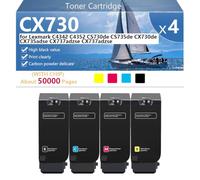 Alta Resa CX730 Cartuccia Toner di Ricambio per Lexmark C4342 C4352 CS730de CS735de CX730de CX735adse CX737adzse CX737adzse Stampanti, Nitide e Resistenti,BCMY-1 pack