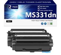 Alta Resa MS331dn Cartuccia Toner di Ricambio per Lexmark MS331dn MS431dn MS431dw MX331adn MX431adn MX431adw Stampa, Nitida e Resistente,Black-2 pack