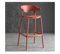 Alta sedia da bar in plastica con schienale, sgabello alto da cucina moderna, sedia da sala da pranzo impilabile, sgabello da bar per il tempo libero all'aperto, senza montaggio Sala (Oranje,75 cm)