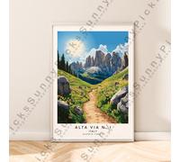 Alta Via 1 Dolomiti Italia Muro Stampa Illustrazione Décor Poster senza Cornice