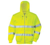 Alta Visibilità Cappuccio Zip Felpa Sicurezza Lavoro Riflettente Rubinetto Top