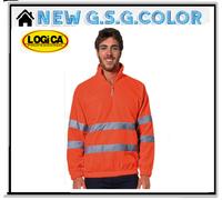 ALTA VISIBILITA Felpa pyle HV zip corta con bande arancio