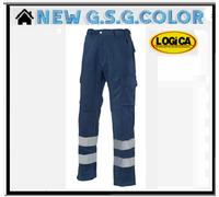 Alta visibilità PANTALONI INVERNALI BLU HV CON DOPPIA BANDA 100% COTONE