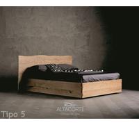 Altacorte Letto king size con testiera e contenitore Wood Tipo 5 da 180 cm