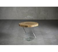 Altacorte Tavolino Leaf 05 con struttura in vetro e piano in legno da 60x60 cm
