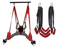 Altalena a soffitto girevole con tre cuscini e corda regolabile indoor aerial dance, rosso