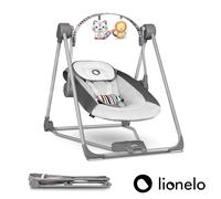 lionelo Otto Dondolo per Neonato e Bambini fino a 9kg Sdraietta con Giocattoli 5 Velocità Suoni Rilassanti Della Natura Altalena Portatile e Pieghevole Cinture a 5-punti Cavo di USB, Grigio