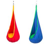 Altalena Amaca Nido da Soffitto Ø70x150 cm con Cuscino in Cotone Blu o Rosso