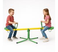 Altalena Basculante per Bambini Giallo e Verde in Metallo per Esterno Giardino