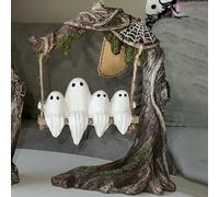 Altalena con fantasma su un albero, divertente decorazione per altalena, simpatico fantasma oscillante per Halloween, decorazione per interni, per scrivania, libreria, giardino, patio, prato (B)