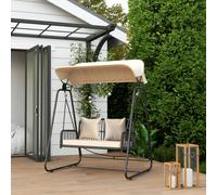 Altalena da giardino a 2 posti Outsunny con tendalino retrattile carico 240 kg Cachi