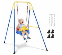 Altalena da Porta e Saltarello per Neonati 6-24 Mesi - Altalena Singola Interno ed Esterno con Base in Tubo Zincato Regolabile - Gioco di Salto Sicuro per Sviluppo Muscolare e Equilibrio - Blu