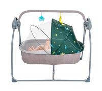Altalena elettrica per bambini con Bluetooth e musica USB, per interni con telecomando, pieghevole, con zanzariera, tappetino, cuscino, per bambini da 0 a 18 mesi, verde