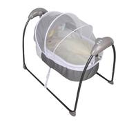 Altalena elettrica per bambini da 0 a 12 mesi, portata fino a 10 kg, 3 velocità di altalena, 10 pezzi musicali, Bluetooth, telecomando, zanzariera, tenda oscurante, 3 bambole,