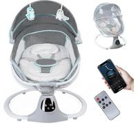 Altalena elettrica per neonati e bambini, altalena portatile con imbracatura a 5 punti, 5 velocità di oscillazione, Bluetooth, 12 ninne nanne preimpostate con telecomando, altalena per neonati e