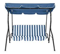 Altalena giardino 2/3 posti con ombrellone integrato e cuscini, seduta sospesa giardino con seduta spessa, altalena in acciaio inossidabile per giardino, balcone(173 x 154 x 112 cm, blu)